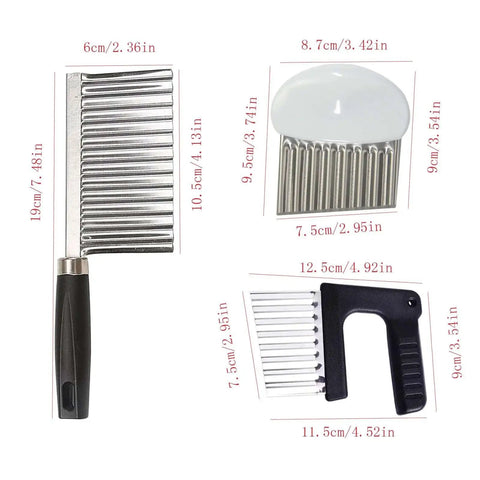 Stainless Steel Crinkle Cutter Set For Veggies And Cheese 2 Wavy Cutters And 2 Straight Cutters Multi Functional Kitchen Slicers With Non Slip Blades Ideal For Potatoes Carrots Chips And Cheese Snacks Multicolor Pro Grade For Home Cooks And Party Snacks.