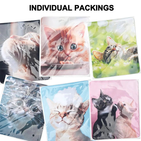 Cute Cat Microfiber Cleaning Cloths 6 Pack For Glasses Phones Screens Cameras featuring cat designs