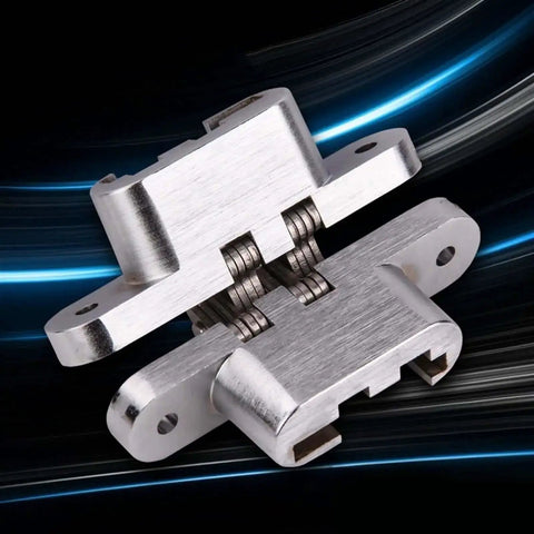 Hidden Hinges Set 2 Pack 304 Stainless Steel Discreet Invisible Folding Door Hinges for cabinets and kitchen furniture close-up view