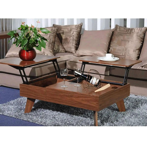Lift Top Coffee Table Mechanism With Hinge Spring And Pneumatic Assist, Width Adjustable From 18.3 To 32 Inches installed view