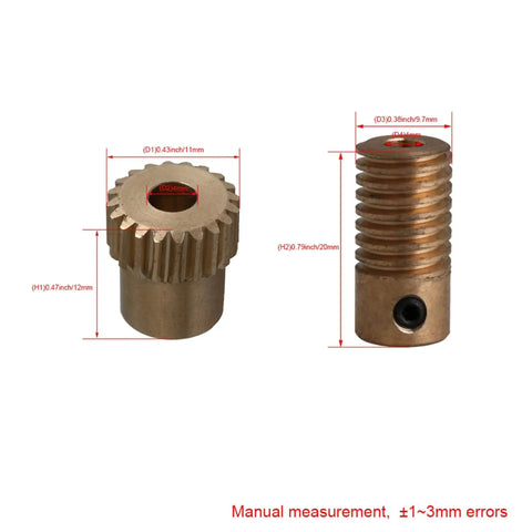 0.5 Modulus Brass Gear Reducer Set With 20 Tooth Brass Gear Wheel And 4mm Bore Brass Gear Shaft for small machines and DIY projects
