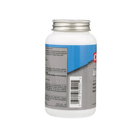 Side view of Copper Anti Seize And Lubricating Compound For Fittings, Bushings, Flanges And Headers 8 Wt Oz CRC Anti Seize Grease bottle