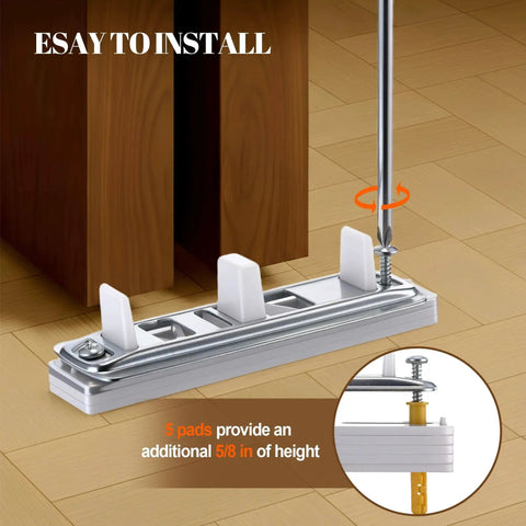Sliding Closet Door Hardware Kit With Adjustable Floor Guide And Heightening Pads, 6-Piece Set installed for easy use