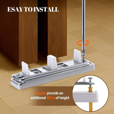 Six Piece Sliding Closet Door Hardware Kit With Front And Rear Rollers, Floor Rail, Heightening Washers, And Screws installed