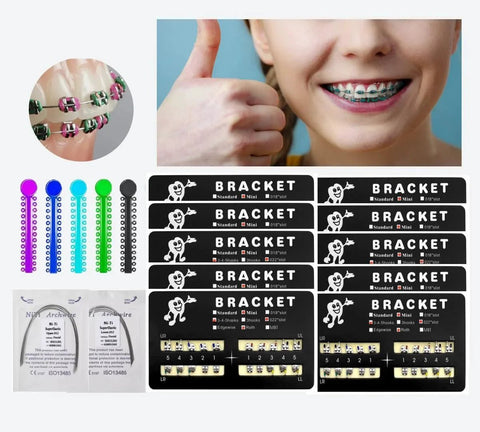 Teeth Model Mini Roth Brackets Roth 022 Slot Bondable With Hook Stainless Steel 200 Pieces Per Pack DIY Braces Kit display