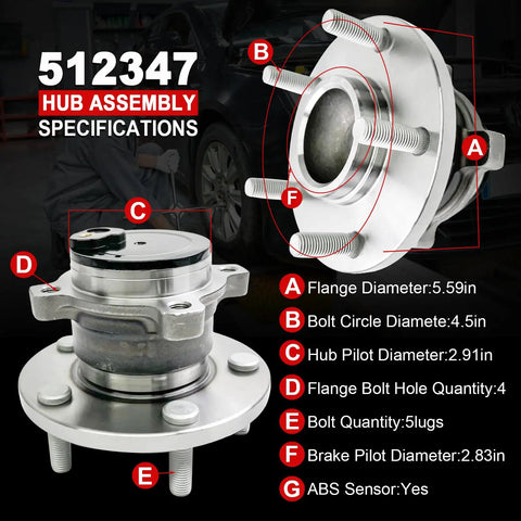 Rear Wheel Bearing Hub Assembly For 2004 2013 Mazda 3 And 2006 2017 Mazda 5 5 Lug With ABS Premium Replacement Kit details