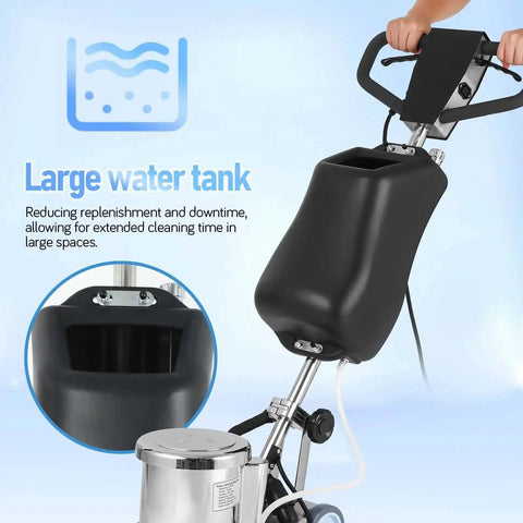 Heavy Duty Commercial Floor Scrubber Machine With Three Brushes Large 3.4 Gallon Tank 1.5 HP Motor 175 RPM Industrial Floor Buffer