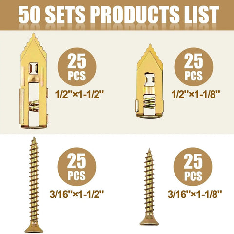 Image showing Self Drilling Drywall Anchors With Screws Kit For Drywall And Sheetrock Heavy Duty Metal Expansion Wall Anchors 100 Pieces.
