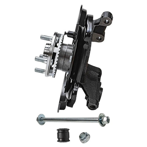 Side view of Direct Fit Rear Left Steering Knuckle And Wheel Hub Bearing Assembly For 2001 To 2008 Subaru Forester Driver Side Replacement