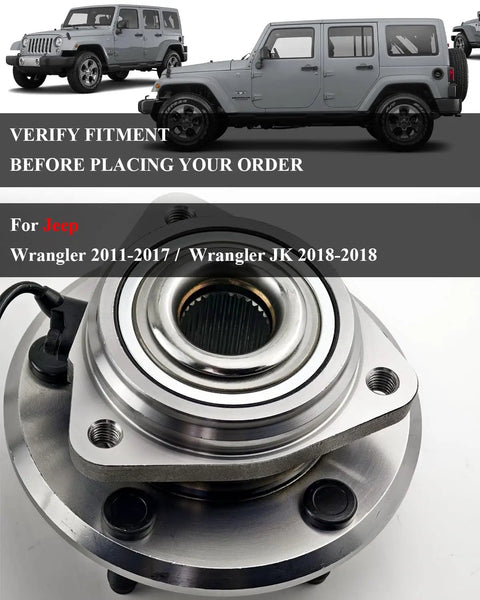 2 Pack Heavy Duty Front Wheel Bearing And Hub Assembly For Wrangler JK 2011 Through 2018 5 Lug With ABS