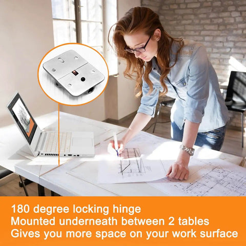 Adjustable 180 Degree Locking Hinges For DIY Bifold Doors And Folding Tables Zinc Alloy Construction 4 Pack with work setup