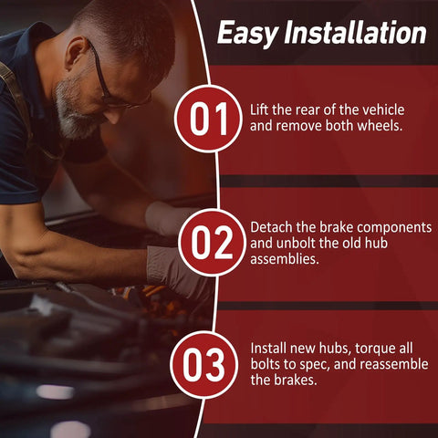 Mechanic following steps to install Rear Wheel Hub Bearing Assembly Set Of 2 Model 512440 for Chevy Equinox and GMC Terrain 2010-2017