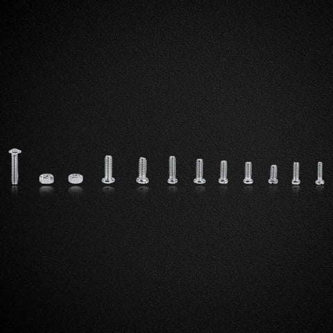 600 Pcs Stainless Steel Screws And Nuts Set In 12 Kinds For Watches And Glasses M1 To M1.6 Full Thread Plain Finish On Black Background
