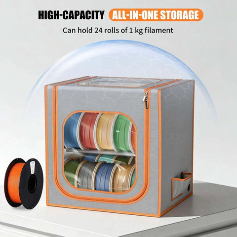 Two Tier Filament Storage Rack With Trans Cover And LED Light Strips Holds Up To 24 Rolls For 3D Printing At Home Or Studio Waterproof And Fire Resistant Filament Tent Keeps PLA ABS PETG TPU Dry And Organized
