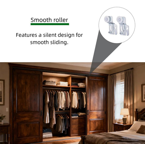 Sliding Door Roller Kit For Top Hung Wardrobe And Closet Doors, Five Piece Replacement Set With Front And Rear Rollers