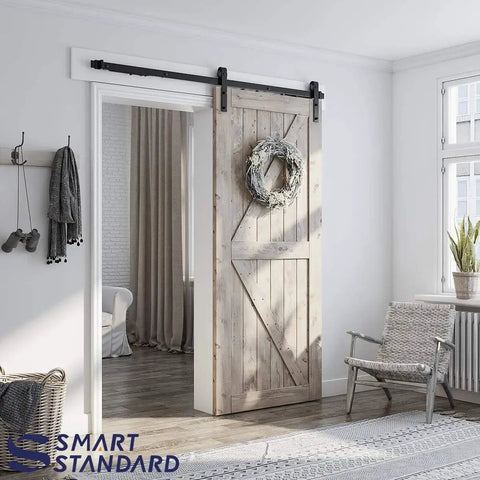 Sliding Barn Door Soft Close Hardware Kit For Single Door With Invisible Track Design Includes Step By Step Manual Fits 36 Inch Door Panel For A Smooth Quiet Operation Across Five To Ten Feet Of Track And Durable Two Piece Track System