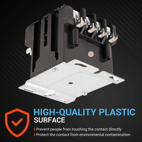 Beefy 4 Pole 40 Amp 120V AC Contactor with protective plastic surface, durable switch for air conditioners and heat pumps