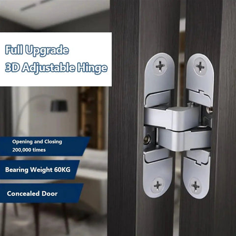 2Pcs Three Dimensional Invisible Door Hinges For Wooden Doors Black Hidden Hinges 180 Degree Swing Inside And Outside Left Hand