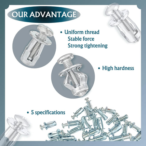 Petal Nut Expansion Screws Kit For Metal Frames 50Pcs Jack Nuts M4 M5 M6 M8 Heavy Duty Galvanized Carbon Steel Rustproof