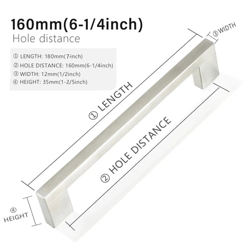 Square Drawer Pulls Two Pack Stainless Steel Cabinet Handles For Kitchen And Home Furniture 7x10x35mm measurements image
