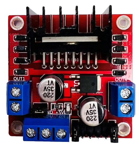 L298N Dual Channel Motor Driver Module for Arduino ESP32 ESP8266 Raspberry Pi Four Pack, top view showing circuit layout.