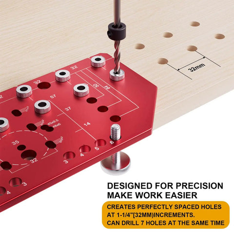 2 In 1 Shelf Pin Jig And Hinge Jig Kit Pro Grade Aluminum Alloy Woodworking Template with 1 Quarter Inch and 5mm Drill Bits