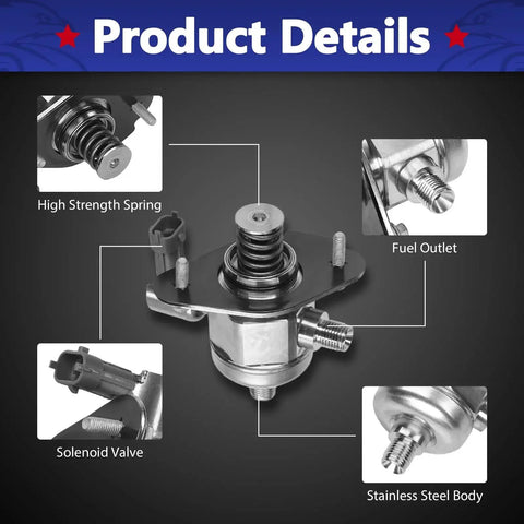 High Pressure Fuel Pump 12626234 Direct Fit Upgrade For Buick Enclave 2009-2017 Chevrolet Traverse GMC Acadia, stainless steel parts.
