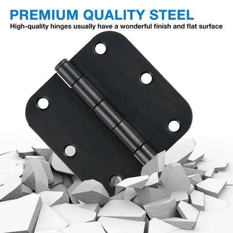 Close-up of Matte Black 3.5 X 3.5 Inch Door Hinges Heavy Duty Interior Removable Pin 42 Pack With 180 Screws 270 Degree Swing
