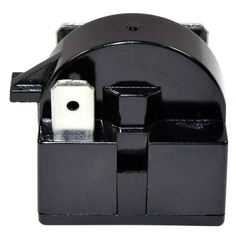 4.7 Ohm 3 Pin PTC Starter Relay and Overload Kit for mini fridges, black plastic, front view.