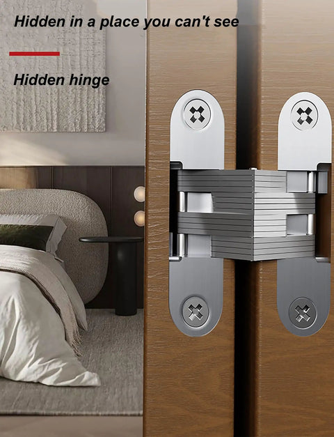 Two Pack Hidden Door Hinges Invisible Concealed Cabinet Hinges 180 Degree Cross Hinges For Kitchen Cabinet Doors Zinc Alloy