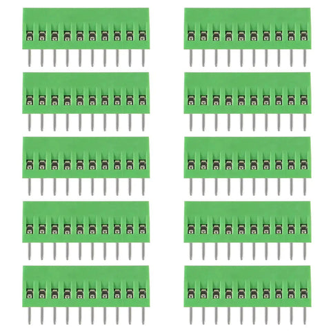 10 Pack 10Pin 2.54mm 0.1 Inch Pitch PCB Screw Terminal Block Connectors 150V 6A For 26 To 18 AWG Cable ABS Plastic Housing