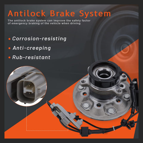 Front Right 4WD Wheel Bearing And Hub Assembly With ABS For 04 To 08 Chevy Colorado, six lug, showing anti-lock brake system feature