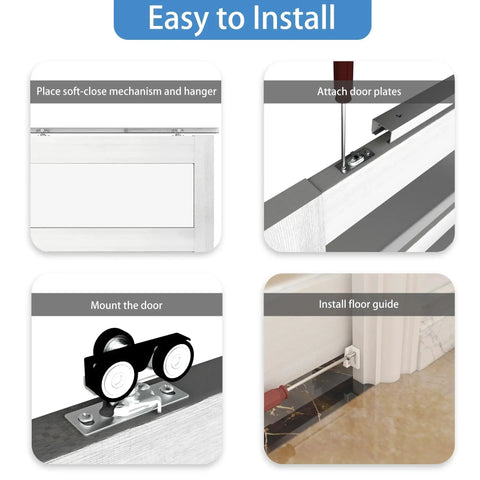 Commercial Grade 6Ft Pocket Door Hardware And Track Set With Soft Close Mechanism installation steps for easy setup