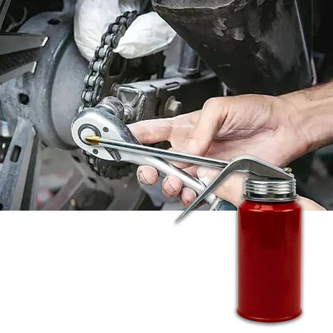 Four Pack Hand Pump Oiler Cans For Home Garage And Auto Care Lygchii 200ml Metal Spray Oil Bottle with trigger pump in use