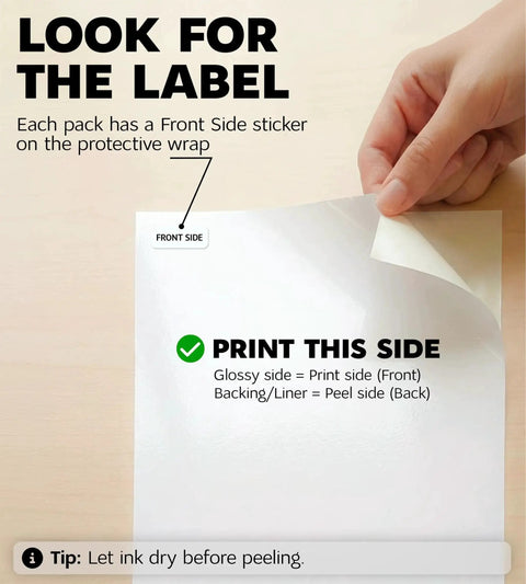 Hand peeling corner of Premium Printable Vinyl Sticker Paper For Inkjet And Laser Printers White Glossy Waterproof