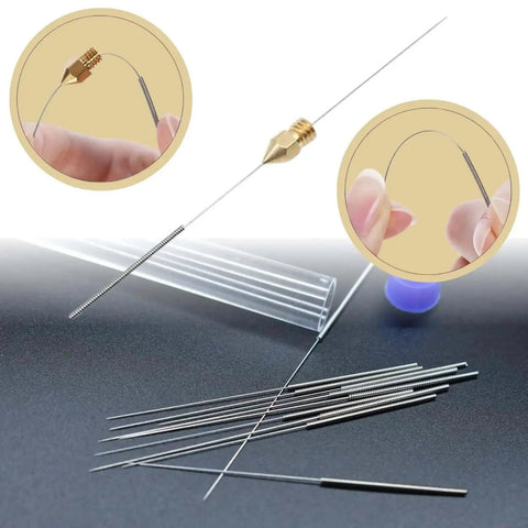 Cleaning needles for 30 Pack 0.4mm Brass Nozzles for Ender 3 V2 and Creality CR10 Series, close-up view with clear storage case