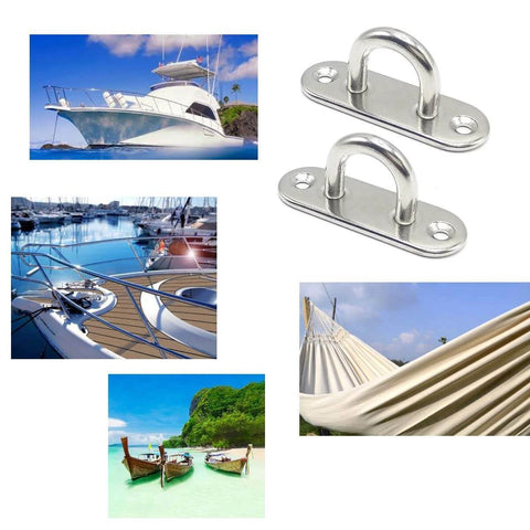 316 Stainless Steel Pad Eye Heavy Duty U Shaped Hook With Screws For Marine Boats Wall Mount Hanger Rust Resistant Hardware M6 Size 4 Pack