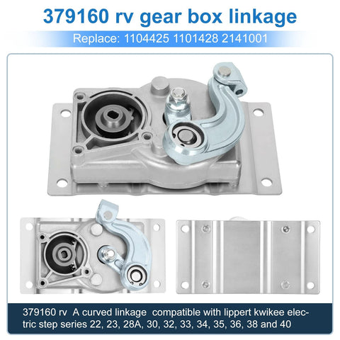 Sobalai RV step motor conversion kit with curved linkage for Kwikee 22–40 series; silver aluminum mounting plate