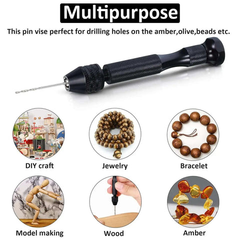 57 Piece Micro Hand Drill Bits Set With Pin Vise For DIY Jewelry Resin Crafts And Tiny Hole Projects Includes 46 Micro Twist Drill Bits And 10 PCB Mini Bits Aluminum Alloy Pin Vise Hand Drill Kit Pro Grade