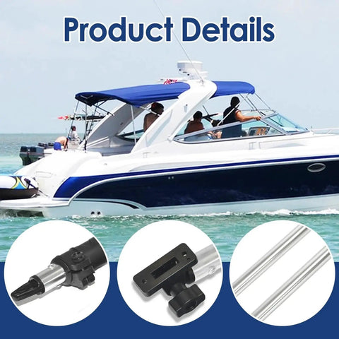 Adjustable Bimini top rear support poles with marine-grade aluminum; replacement parts for 3–4 bow tops.