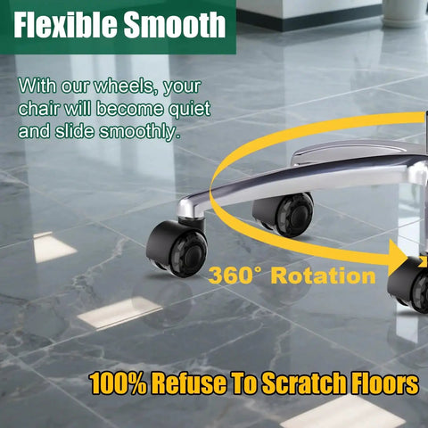 2 Inch Dual Wheel Office Chair Caster Wheels Replacement PU For Carpet And Hardwood Floors Universal Stem Heavy Duty Quiet