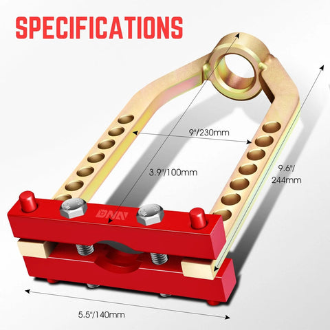 Universal CV Joint Puller Removal Tool With 9 Fully Adjustable Holes featuring detailed measurements and durable construction.