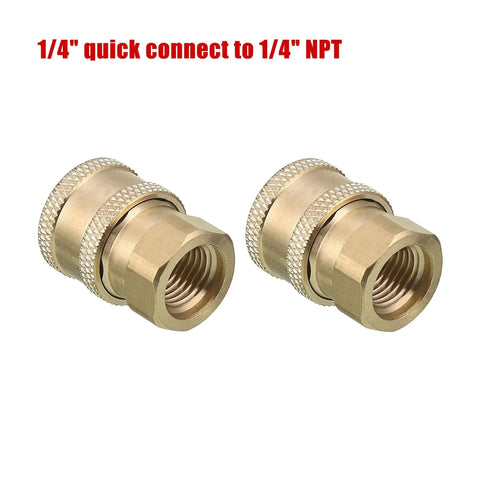 Two Quick Connect Pressure Washer Coupler 1 Quarter Inch NPT Brass Socket And Female Thread Fitting For Easy Gun And Nozzle Swaps