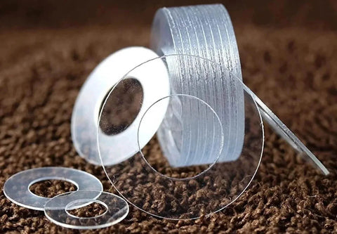 Transparent PVC Hard Washer Set For Screws With Sizes M1.2 M1.4 M2 M2.5 M3 M4 M5 M6 M8 M10 M12 And M20 Gasket Insulation Plate Pads 100 Pieces M2x5x0.3mm Ideal For Electronics Assembly And DIY Projects With Durable Seal And Vibration Isolation