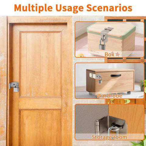 4 Inch Door Hasp Latch 90 Degree Stainless Steel Right Angle Padlock Hasp Locking Latch on door, box, wardrobe, storage room