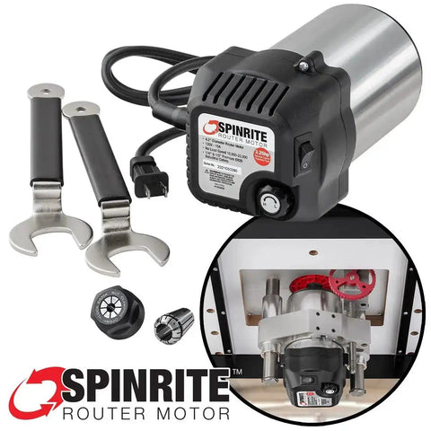 Beefy 3.25HP CNC Router Motor With Soft Start And Variable Speed For Router Lifts, includes ER20 collets and offset wrench set.