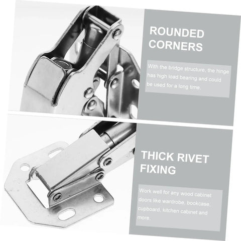 Heavy Duty 2 Pack Silver Cabinet Hinges For Kitchen Cupboards And Wardrobes Thickened Bridge Design With High Load Bearing Capacity
