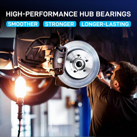 Mechanic installing Beefy Front Wheel Bearing And Hub Assembly For 2007 To 2014 Chevy GMC Silverado Suburban Tahoe Yukon XL 1500 4X4