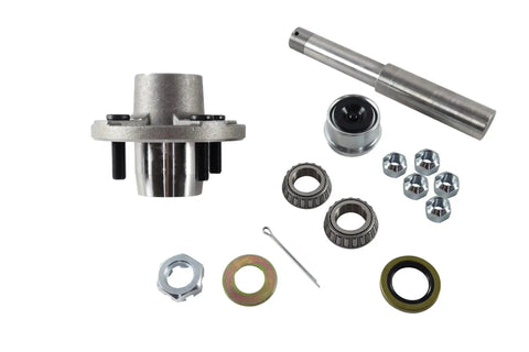 Trailer Axle Kit Set Of 2 With 4 On 4 Bolt Idler 1 Inch Hub Round BT8 Spindle For Standard Length Spindles Not Short Spindles Each Hub Rated