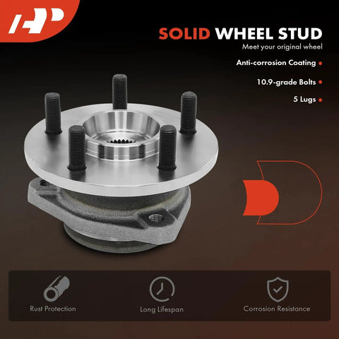 2 Pack Front Wheel Bearing And Hub Assembly That Fits Jeep Cherokee Wrangler Grand Cherokee Comanche TJ Wagoneer And Grand Wagoneer 1989 Through 1999 Models Off Road Ready, visible with 5 lug bolts and anti-corrosion coating.